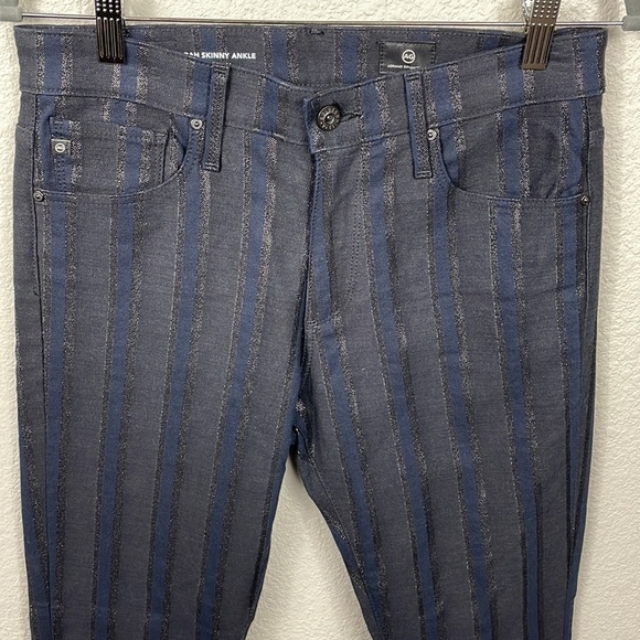 NWT AG Adriano Goldschmied Farrah Skinny Ankle Metallic Stripe Jeans HR 28 - Picture 6 of 15